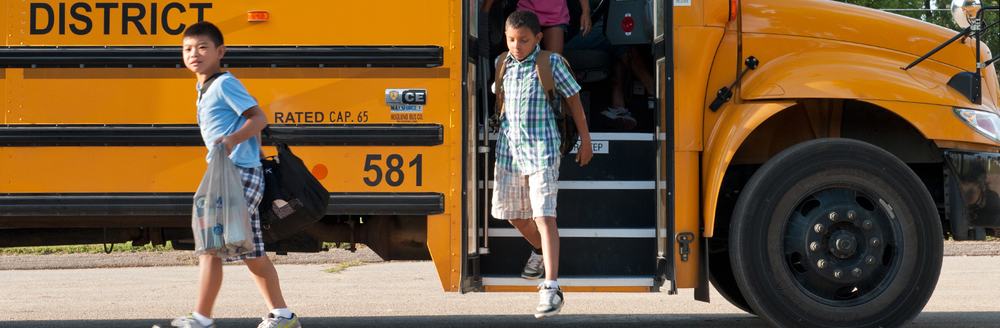 Studebaker Elementary School Students Getting Off of Bus