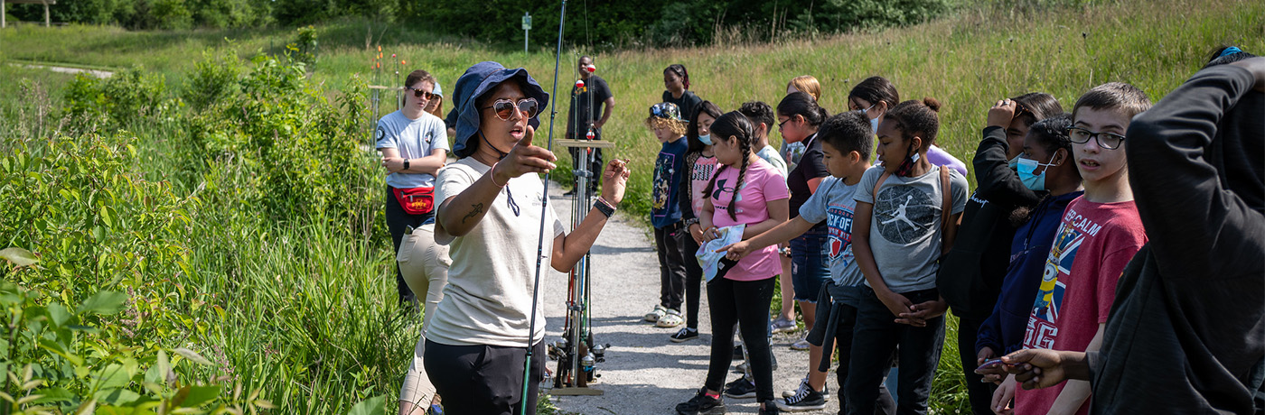 students learning how to fish